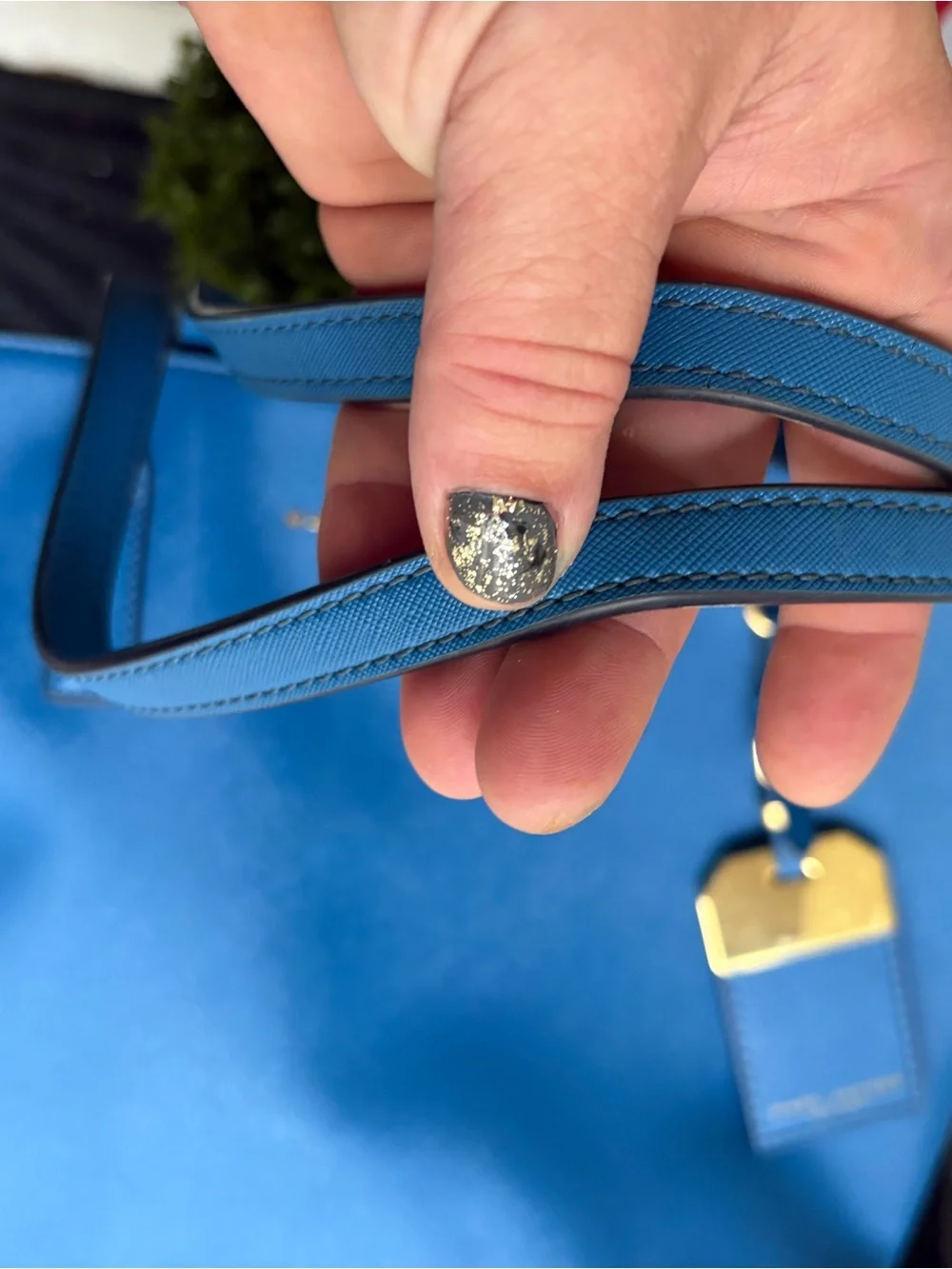 Marc Jacobs Electric Blue Saffiano Tote with Gold Hardware